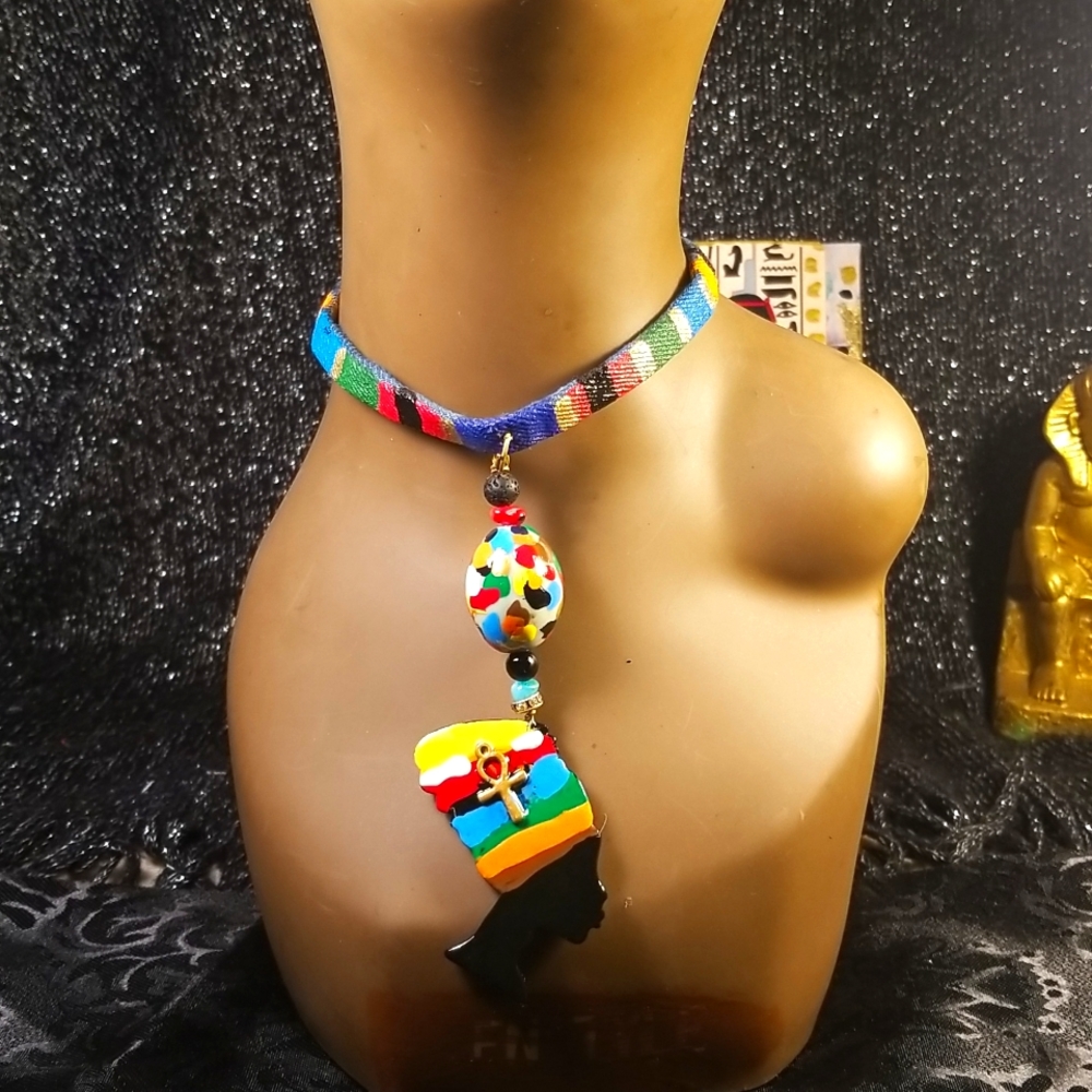 African queen bohemian style denim band choker